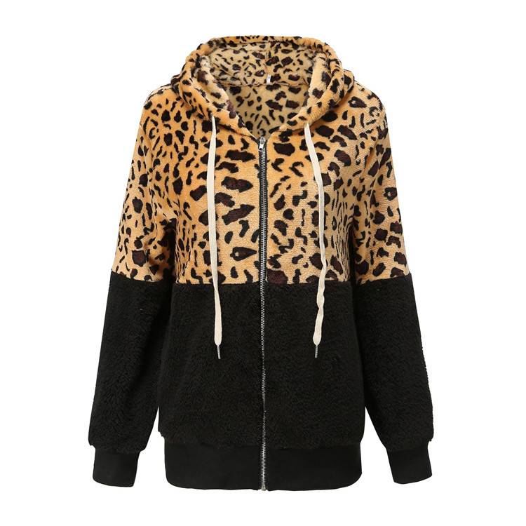 Lea | Fleece Hoodie with Leopard Design - Barbara benjamin new york