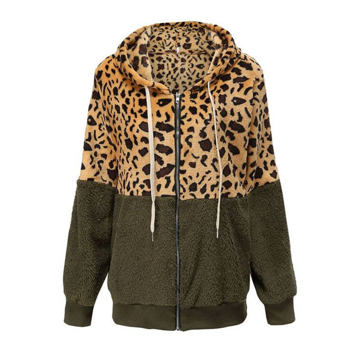 Lea | Fleece Hoodie with Leopard Design - Barbara benjamin new york