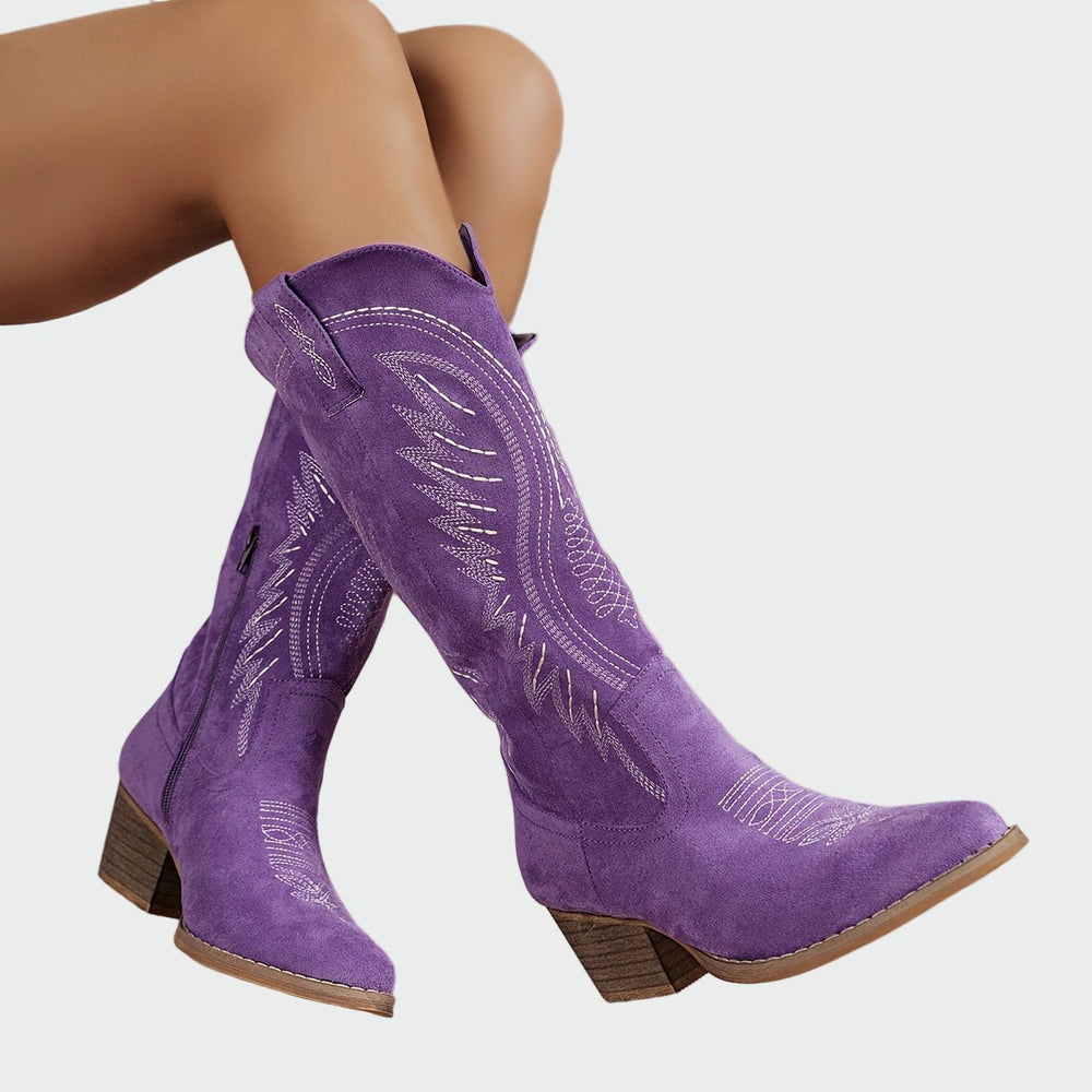 Marie | Fashion Embroidered Western Ankle Boots - Barbara benjamin new york