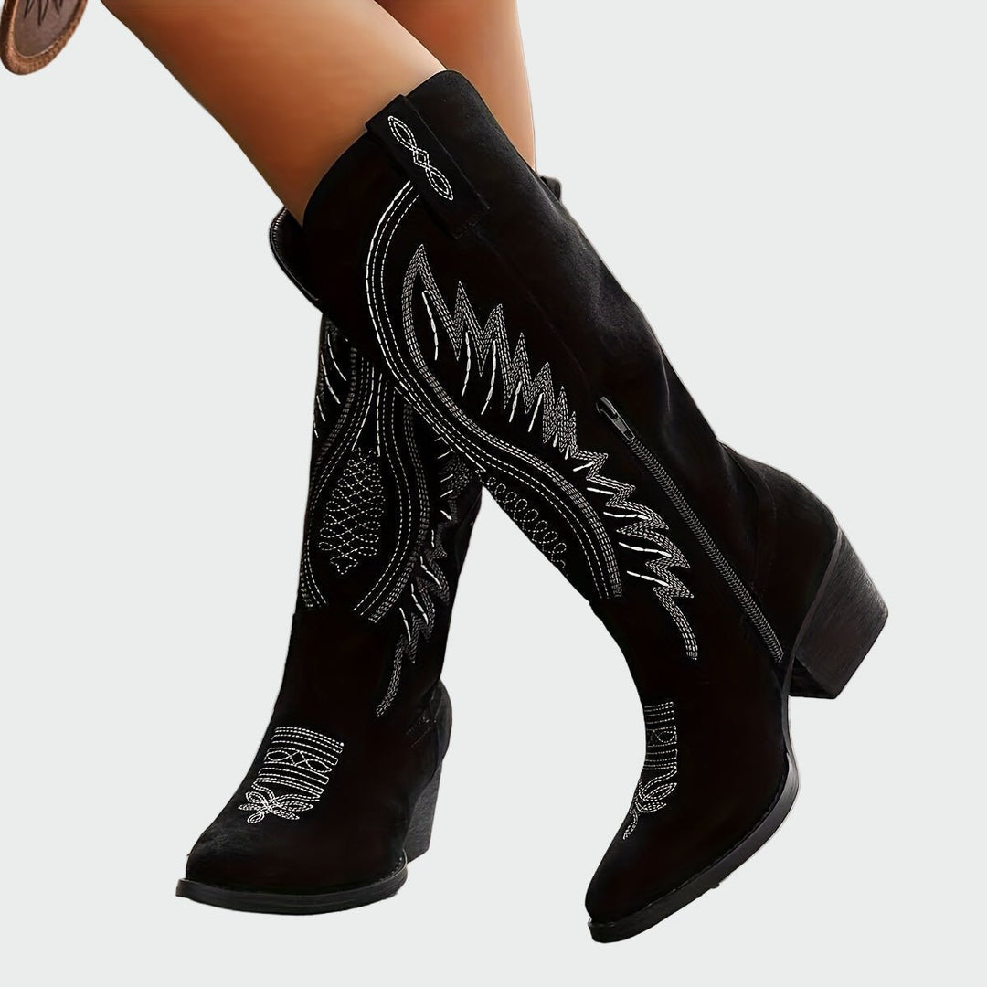 Marie | Fashion Embroidered Western Ankle Boots - Barbara benjamin new york