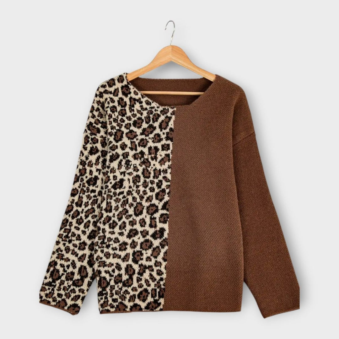 Marina | Casual Sweater with Leopard Design - Barbara benjamin new york