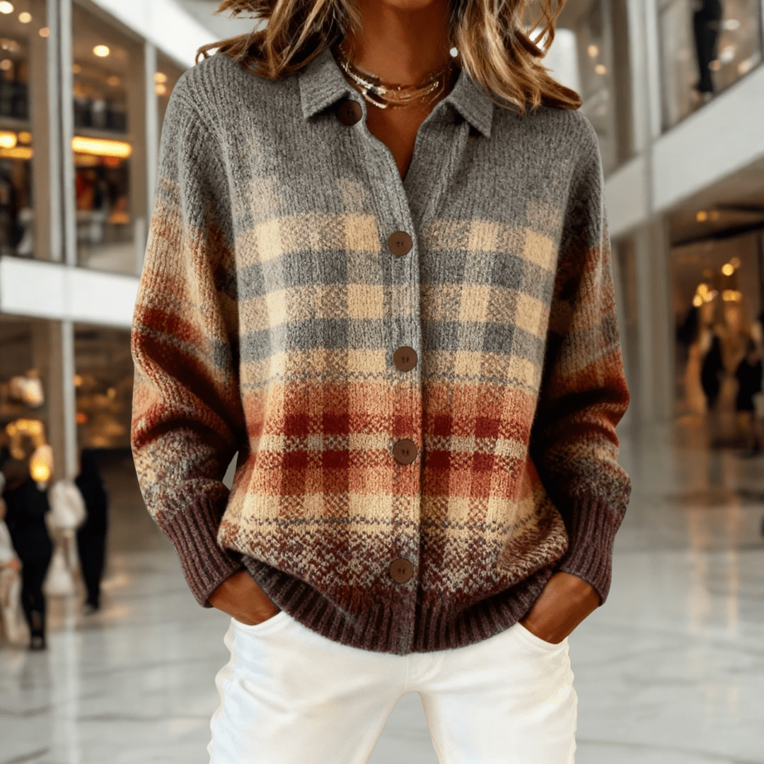 Nora™ - Cozy Rustic Plaid Cardigan - Barbara benjamin new york
