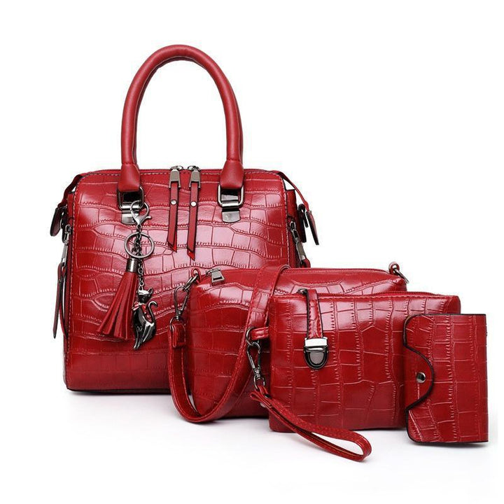 Palmer - 4 - Piece Crocodile Pattern Handbag - Barbara & Late Benjamin