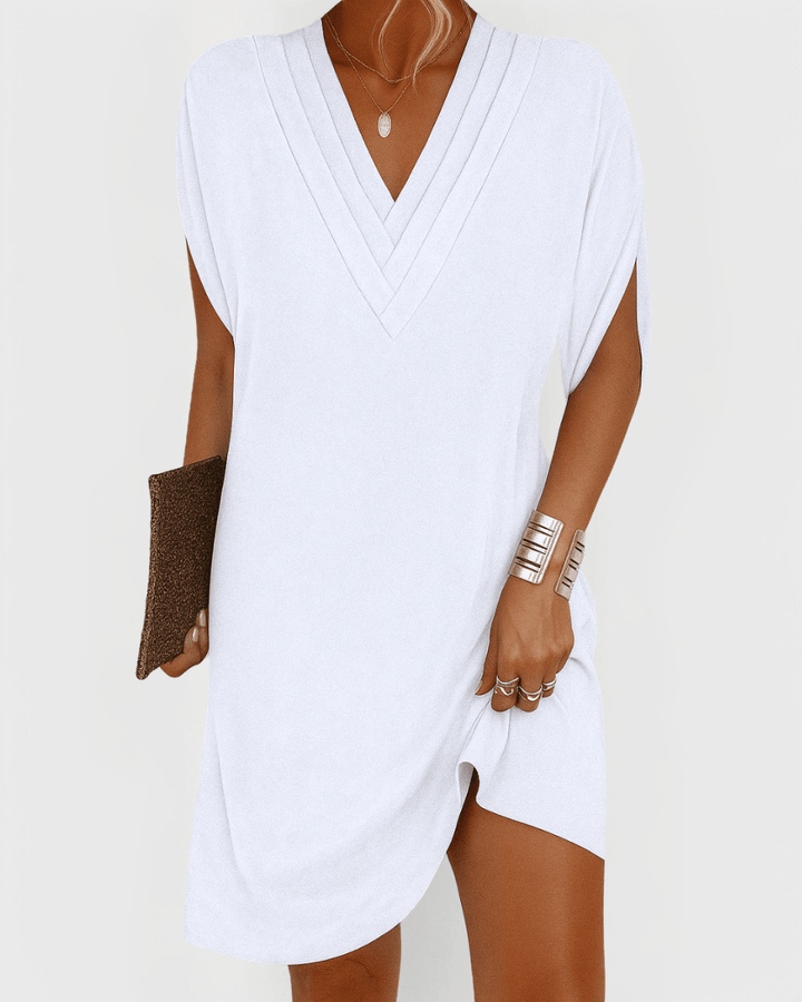 Rachel™ | V - Neck Casual Mini Dress - Barbara & Late Benjamin