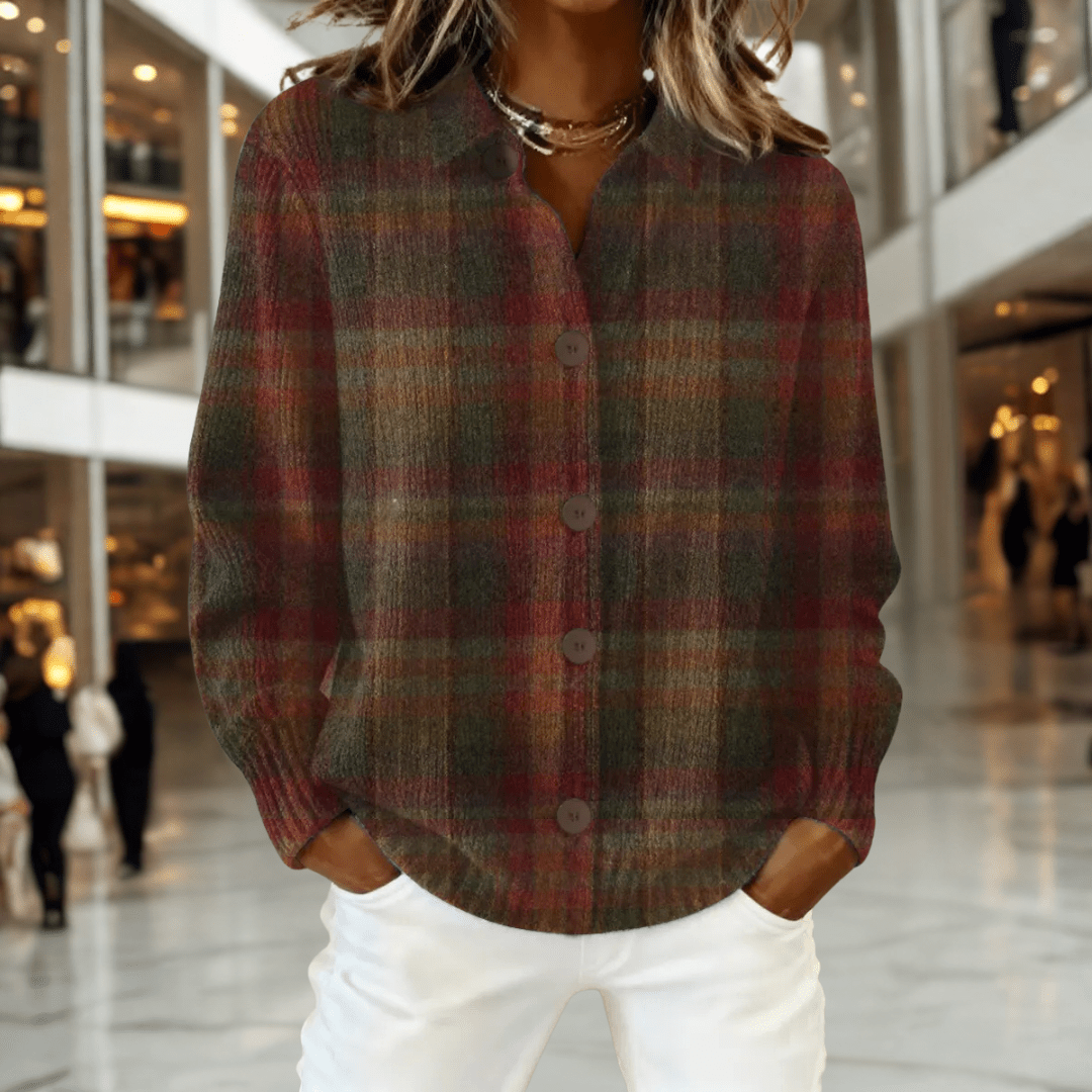 Reese™ - Rustic Plaid Cardigan - Barbara benjamin new york