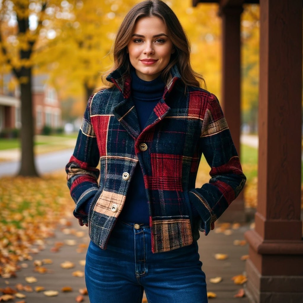 Retro Fit Plaid Wool Jacket | Timeless Warmth with Refined Elegance - Barbara & Late Benjamin