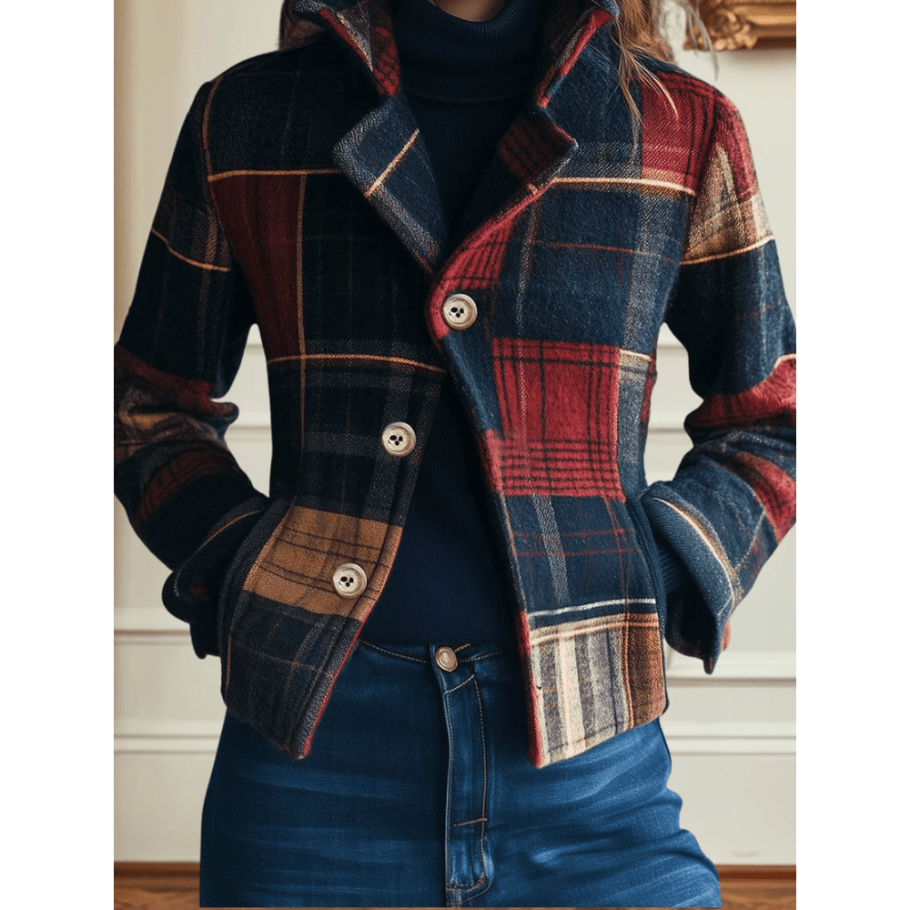 Retro Fit Plaid Wool Jacket | Timeless Warmth with Refined Elegance - Barbara & Late Benjamin
