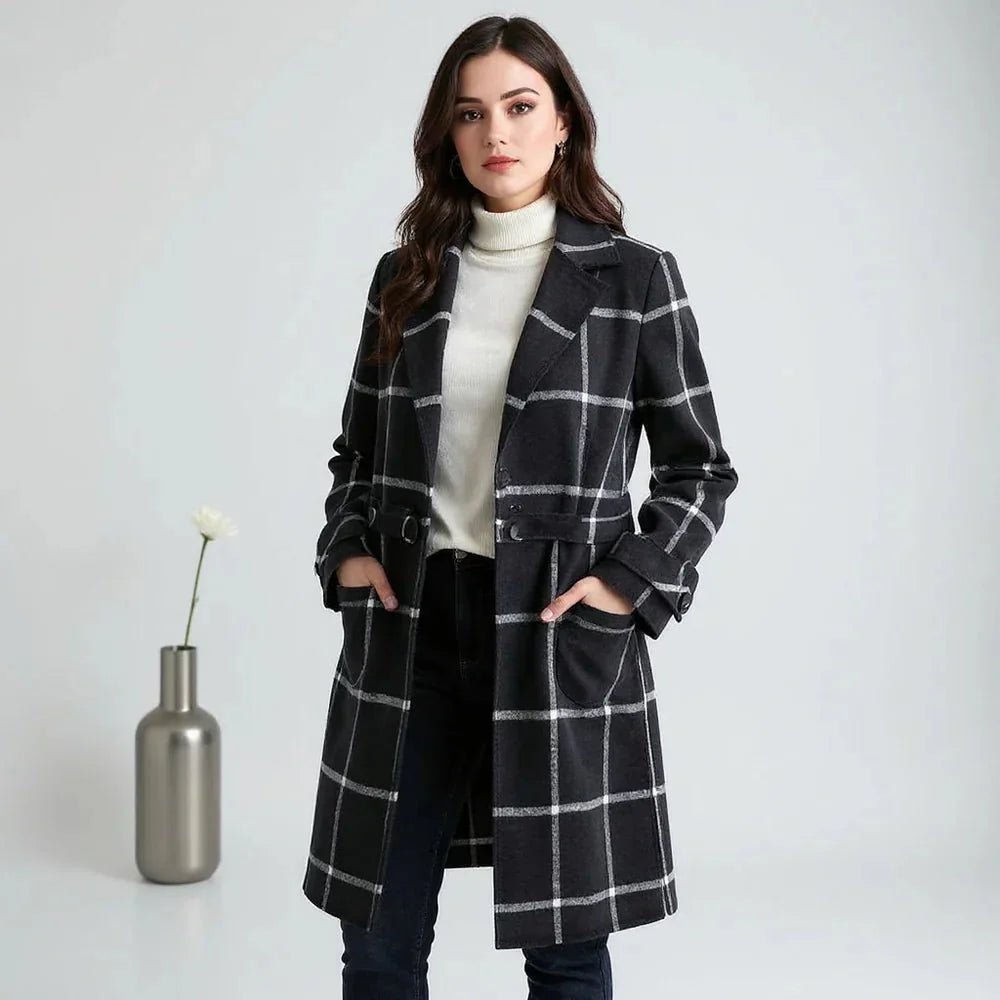 Retro Lapel Plaid Tweed Coat | Vintage Charm Meets Modern Power - Barbara & Late Benjamin