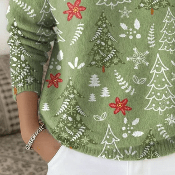 Samantha | Christmas Floral Turtleneck - Barbara benjamin new york