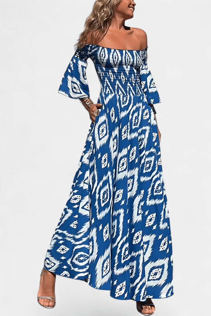 Sea Floral Off - the - Shoulder Dress - Barbara & Late Benjamin