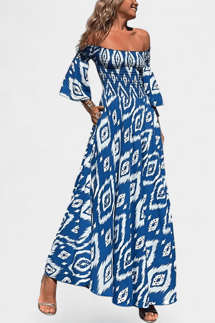 Sea Floral Off - the - Shoulder Dress - Barbara & Late Benjamin