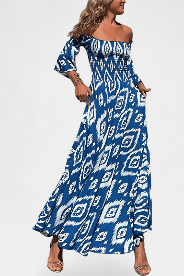 Sea Floral Off - the - Shoulder Dress - Barbara & Late Benjamin