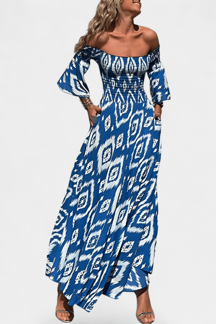 Sea Floral Off - the - Shoulder Dress - Barbara & Late Benjamin