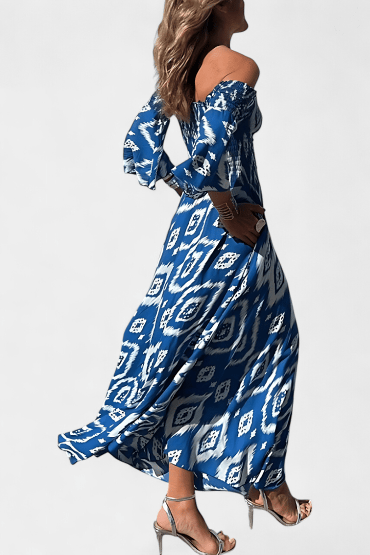 Sea Floral Off - the - Shoulder Dress - Barbara & Late Benjamin