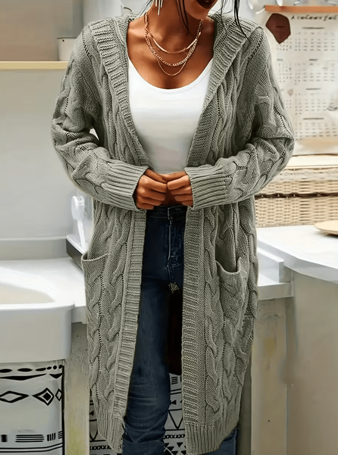 Sophia | Long Sleeve Cozy Hooded Cardigan - Barbara & Late Benjamin