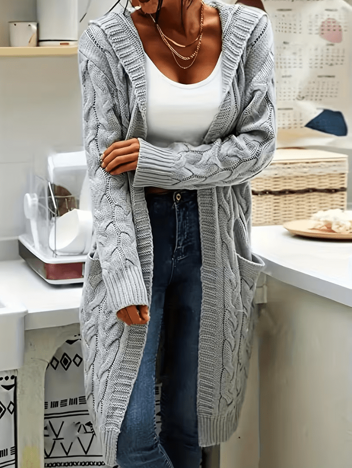 Sophia | Long Sleeve Cozy Hooded Cardigan - Barbara & Late Benjamin