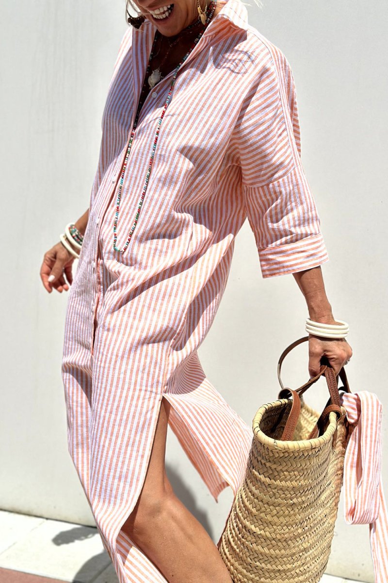 Sophia | Timeless Striped Shirt Dress with Elegant Comfort - Barbara & Late Benjamin