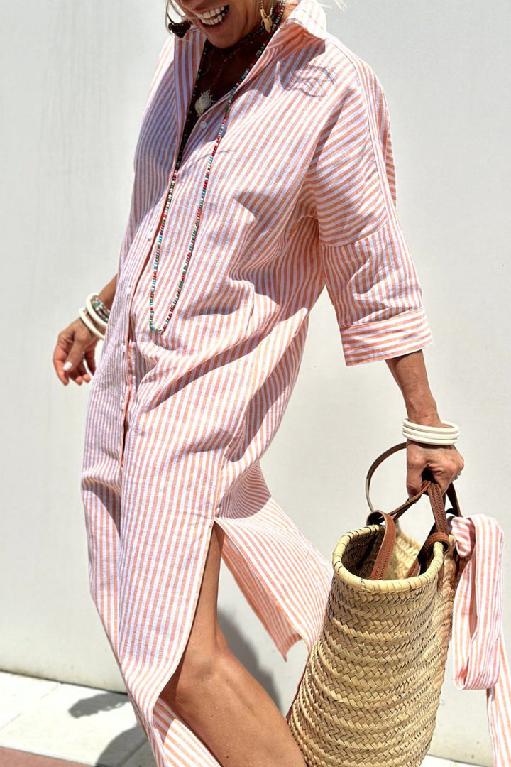 Sophia | Timeless Striped Shirt Dress with Elegant Comfort - Barbara & Late Benjamin