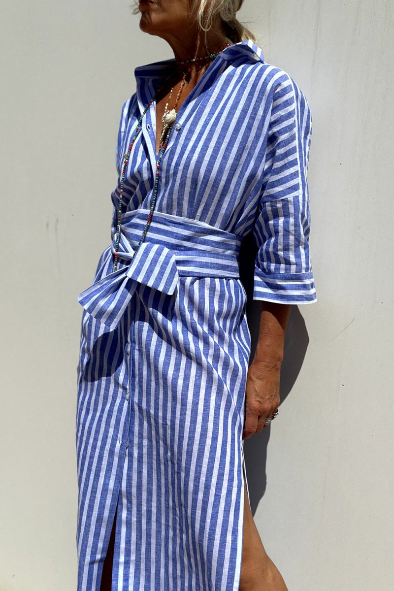 Sophia | Timeless Striped Shirt Dress with Elegant Comfort - Barbara & Late Benjamin
