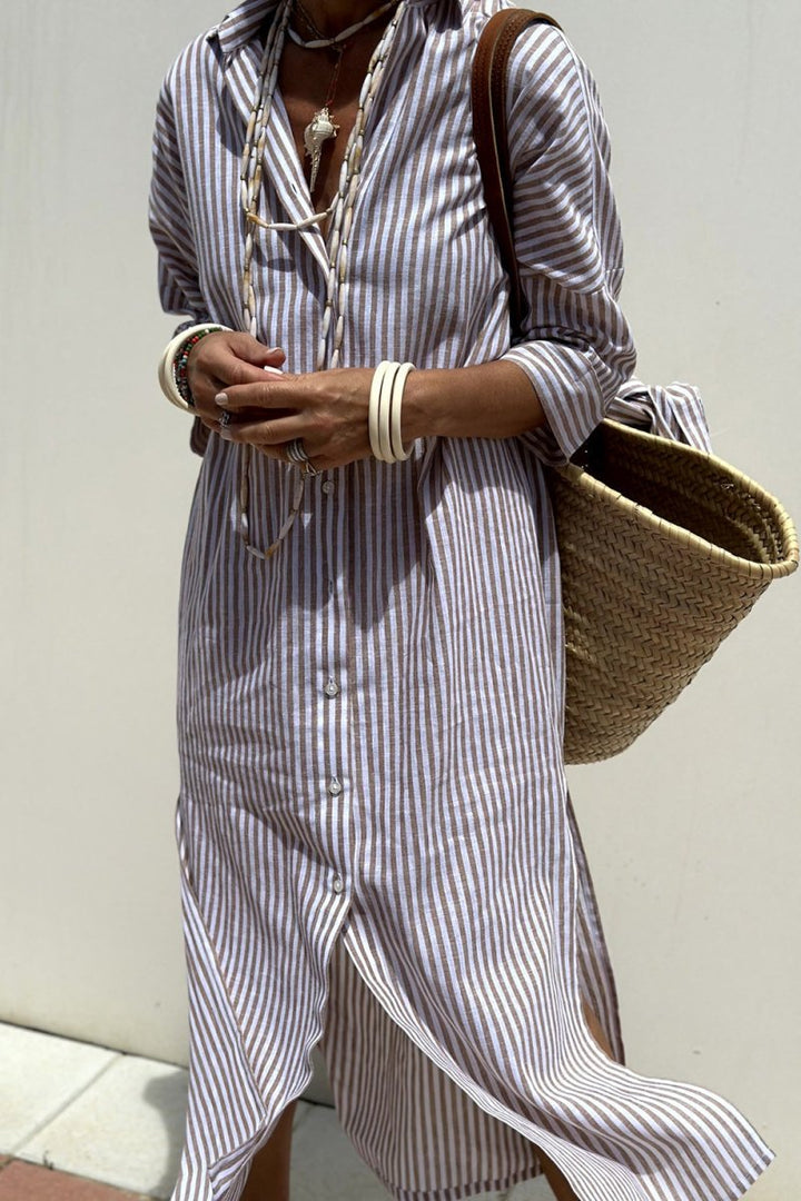 Sophia | Timeless Striped Shirt Dress with Elegant Comfort - Barbara & Late Benjamin