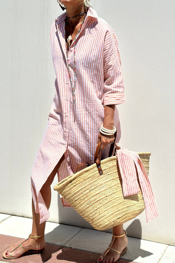 Sophia | Timeless Striped Shirt Dress with Elegant Comfort - Barbara & Late Benjamin