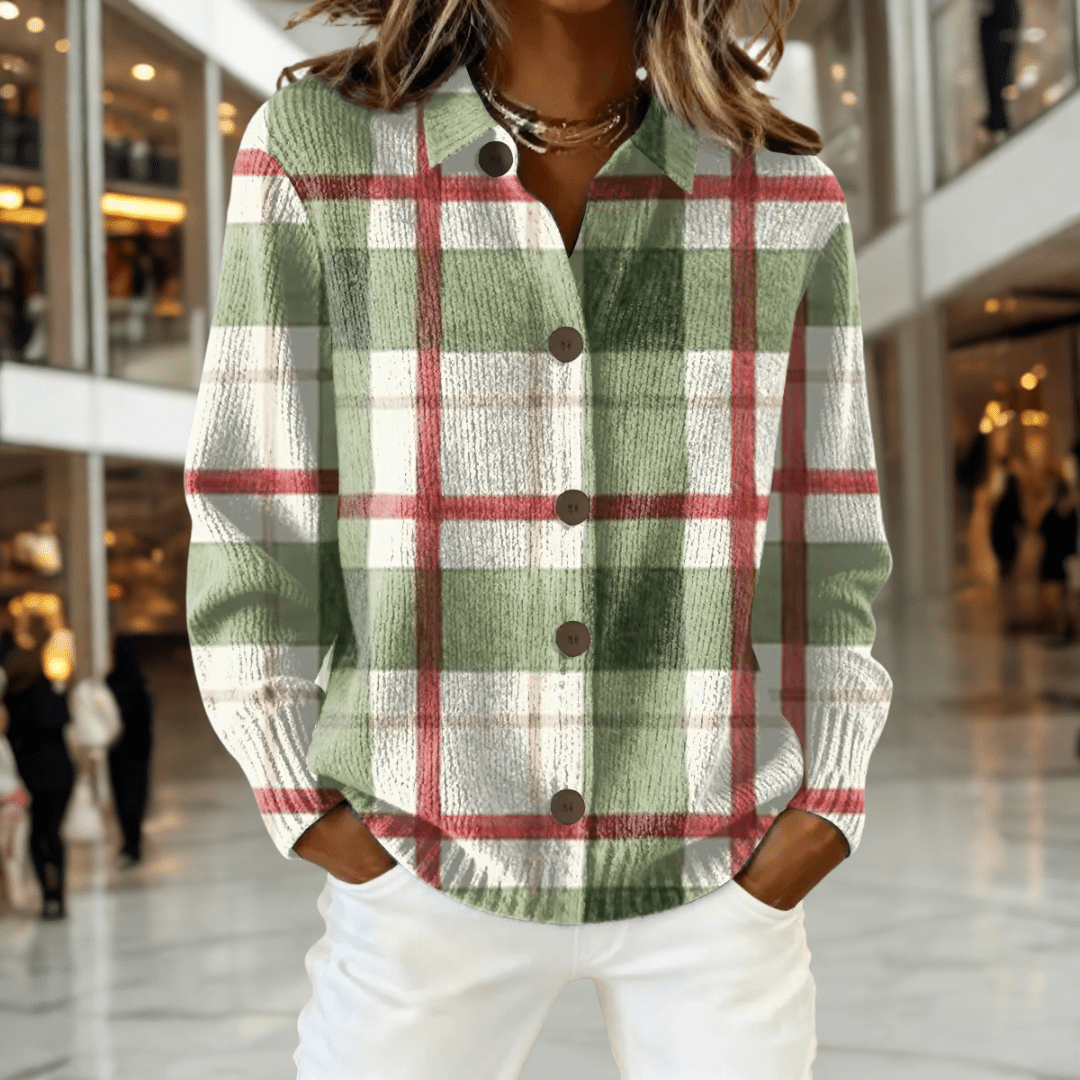 Vivian™ - Retro Tartan Cardigan - Barbara benjamin new york