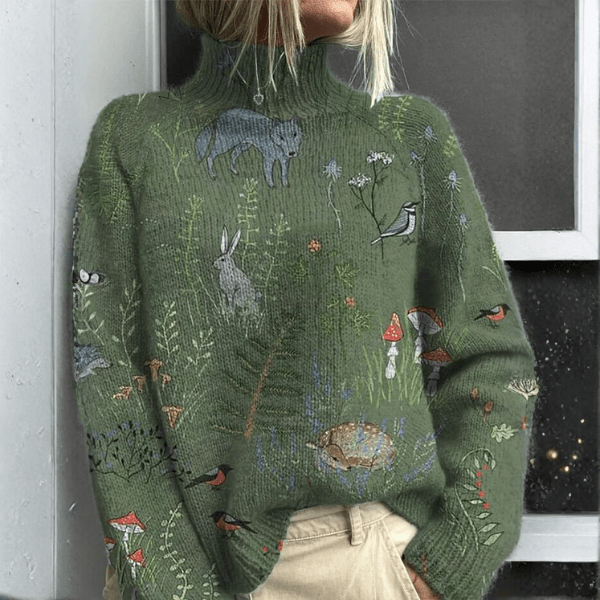 Zoe | Warm Floral Turtleneck - Barbara benjamin new york